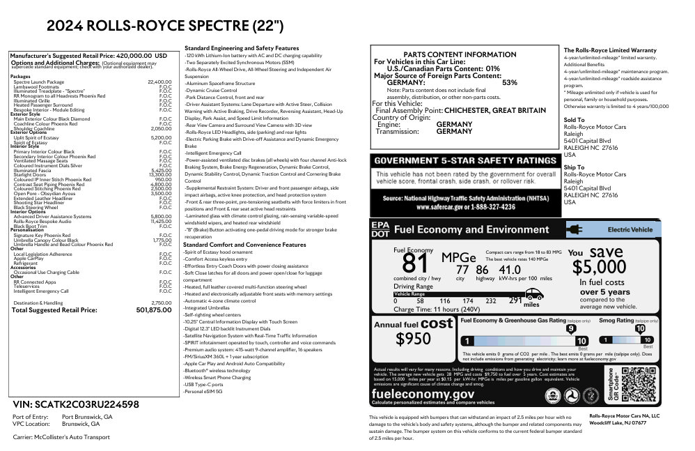 Certified 2024 Rolls-Royce Spectre w/ Spectre Launch Package AWD/4WD video 2