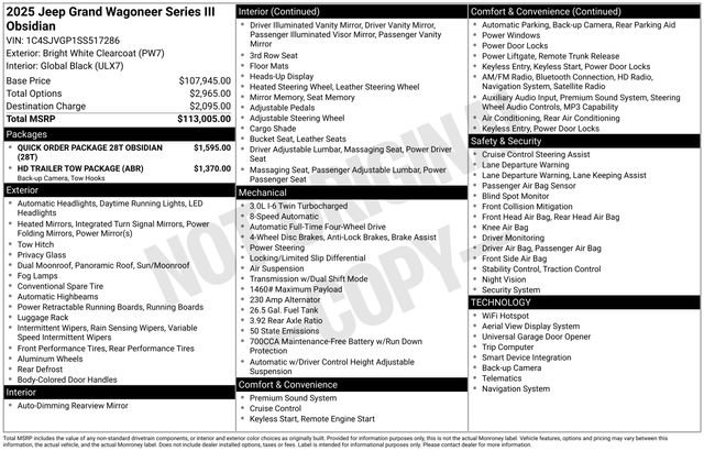 New 2025 Jeep Grand Wagoneer Series III w/ Quick Order Packagew 28T image 28