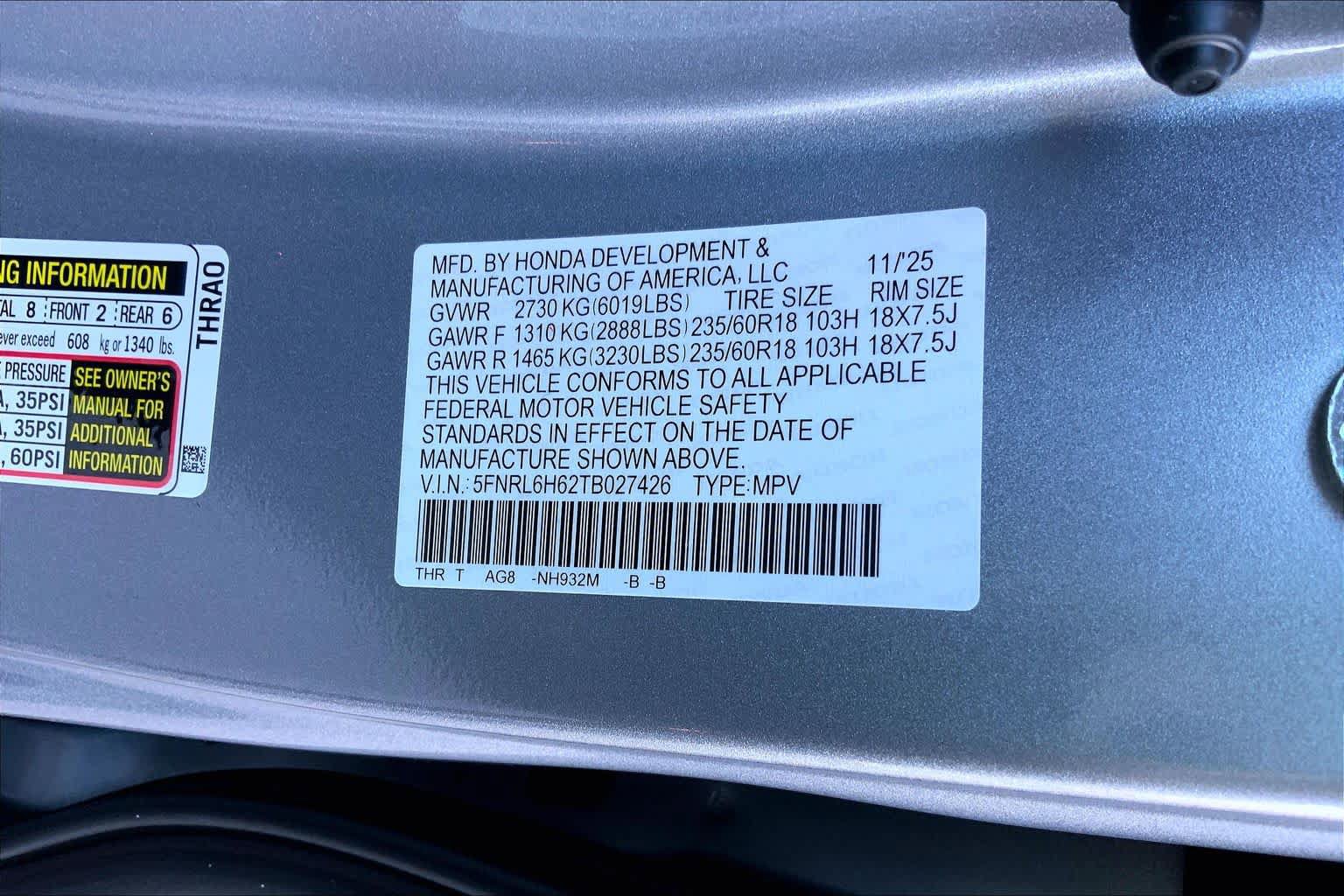 New 2026 Honda Odyssey EX-L image 18
