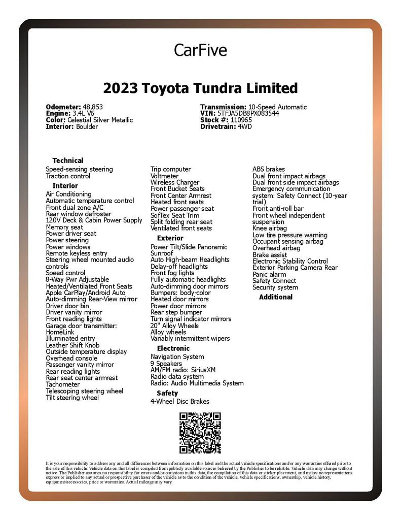 Used 2023 Toyota Tundra Limited w/ Power Package AWD/4WD image 29