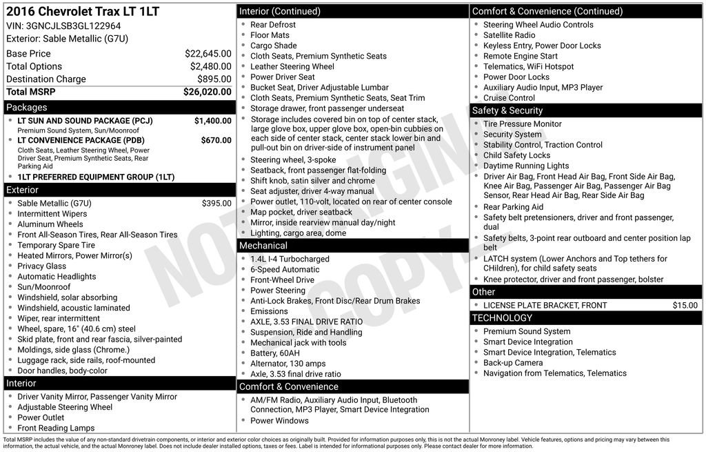 Used 2016 Chevrolet Trax LT w/ LT Sun and Sound Package image 18