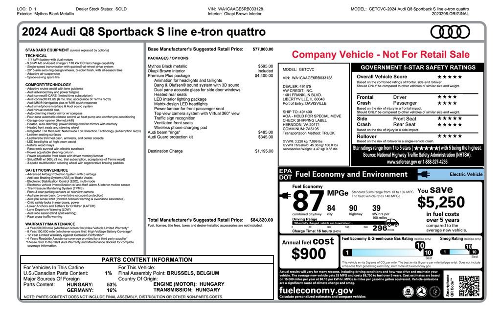 Used 2024 Audi Q8 e-tron Premium Plus AWD/4WD image 3