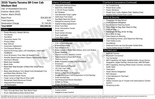 Used 2026 Toyota Tacoma SR RWD image 4