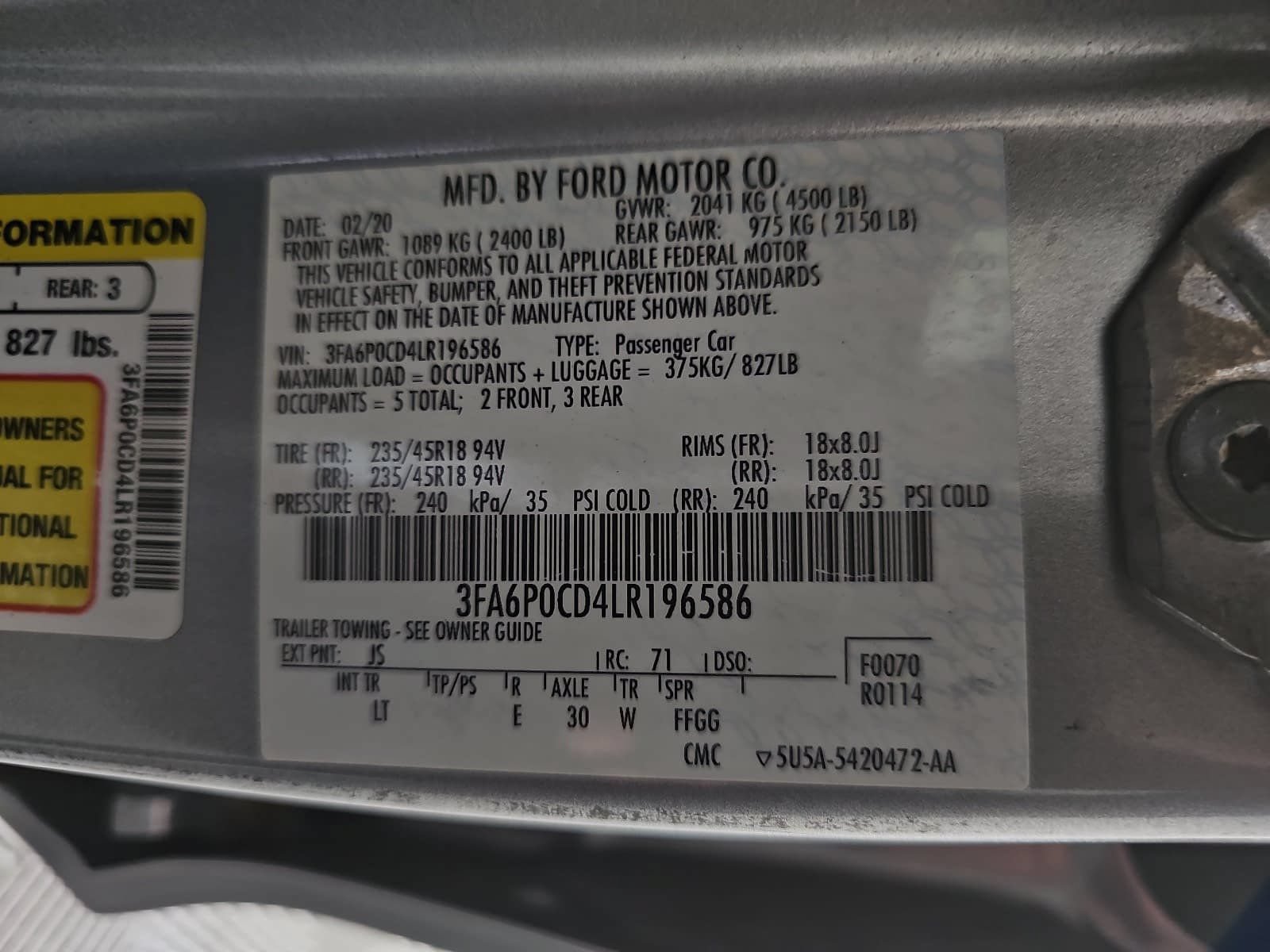 Used 2020 Ford Fusion SEL FWD image 28