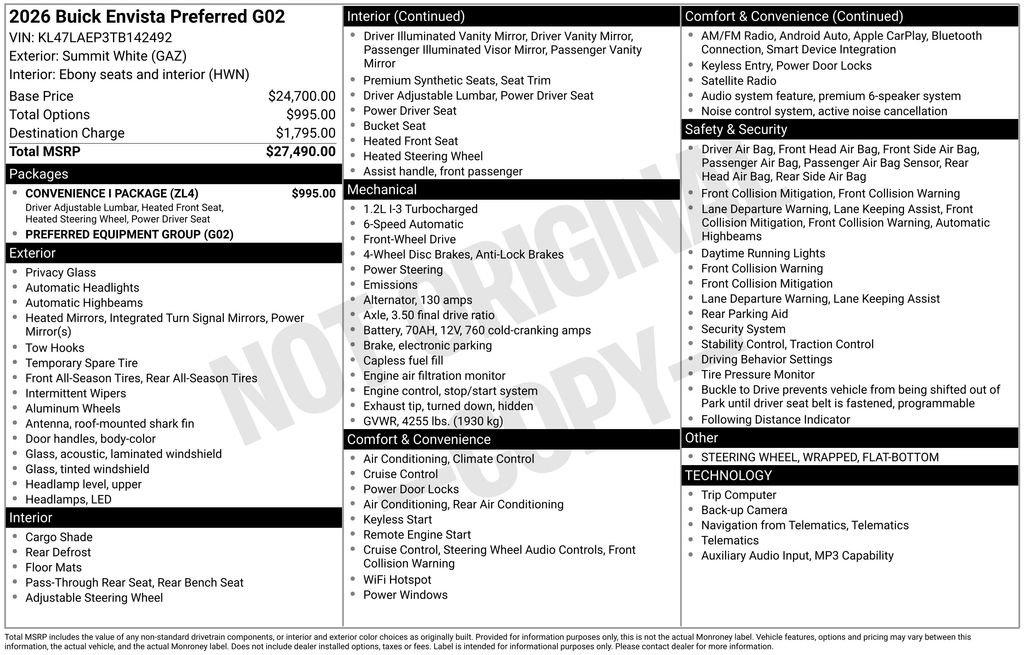 Used 2026 Buick Envista Preferred w/ Convenience I Package FWD image 8