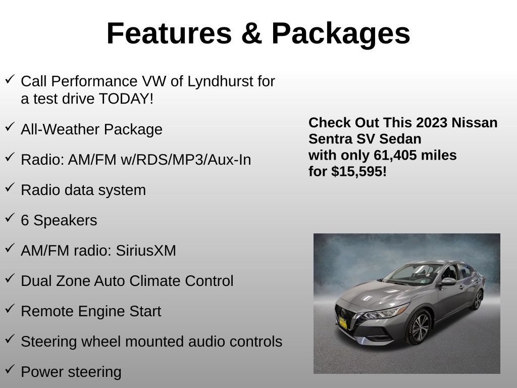 Used 2023 Nissan Sentra SV w/ All-Weather Package FWD image 4