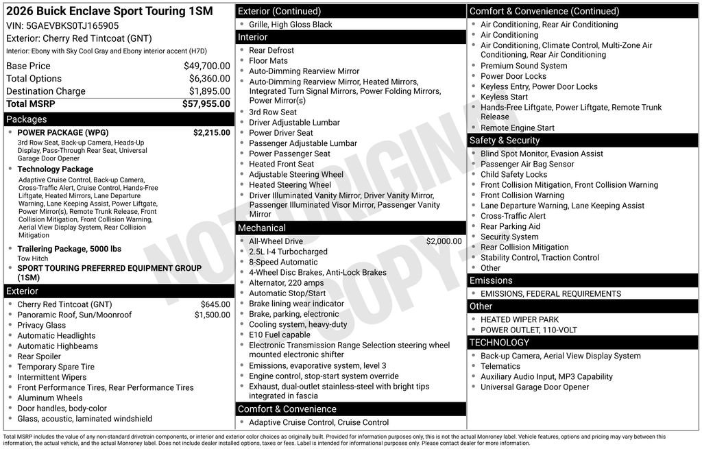 New 2026 Buick Enclave Sport Touring w/ Power Package image 38