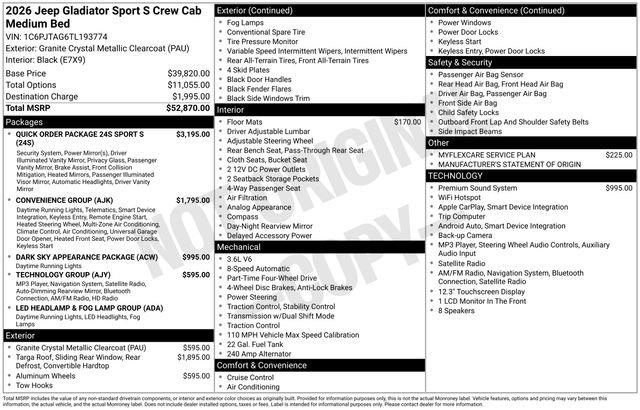 New 2026 Jeep Gladiator Sport AWD/4WD image 34