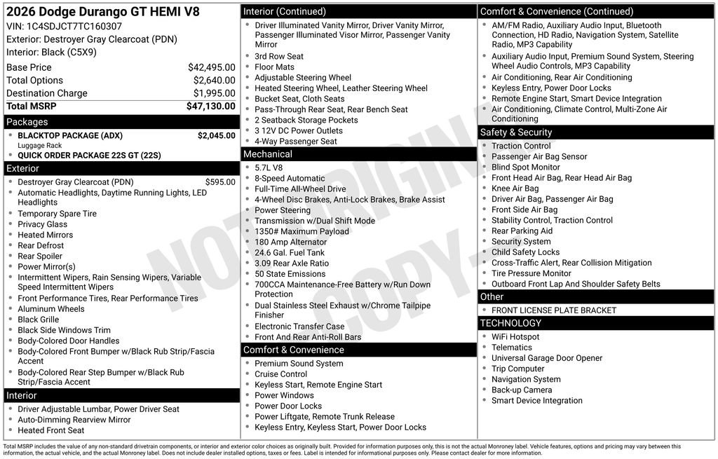 New 2026 Dodge Durango GT w/ Blacktop Package image 42