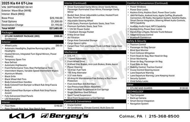 Certified 2025 Kia K4 GT-Line Turbo w/ GT-Line Sunroof Package FWD image 35