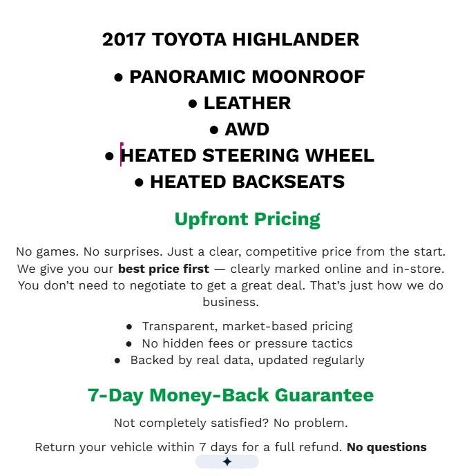 Used 2017 Toyota Highlander Limited Platinum w/ Carpet Mat Package AWD/4WD image 2