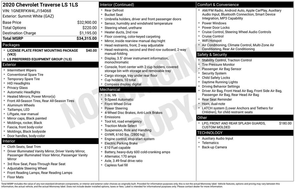 Used 2020 Chevrolet Traverse LS image 34