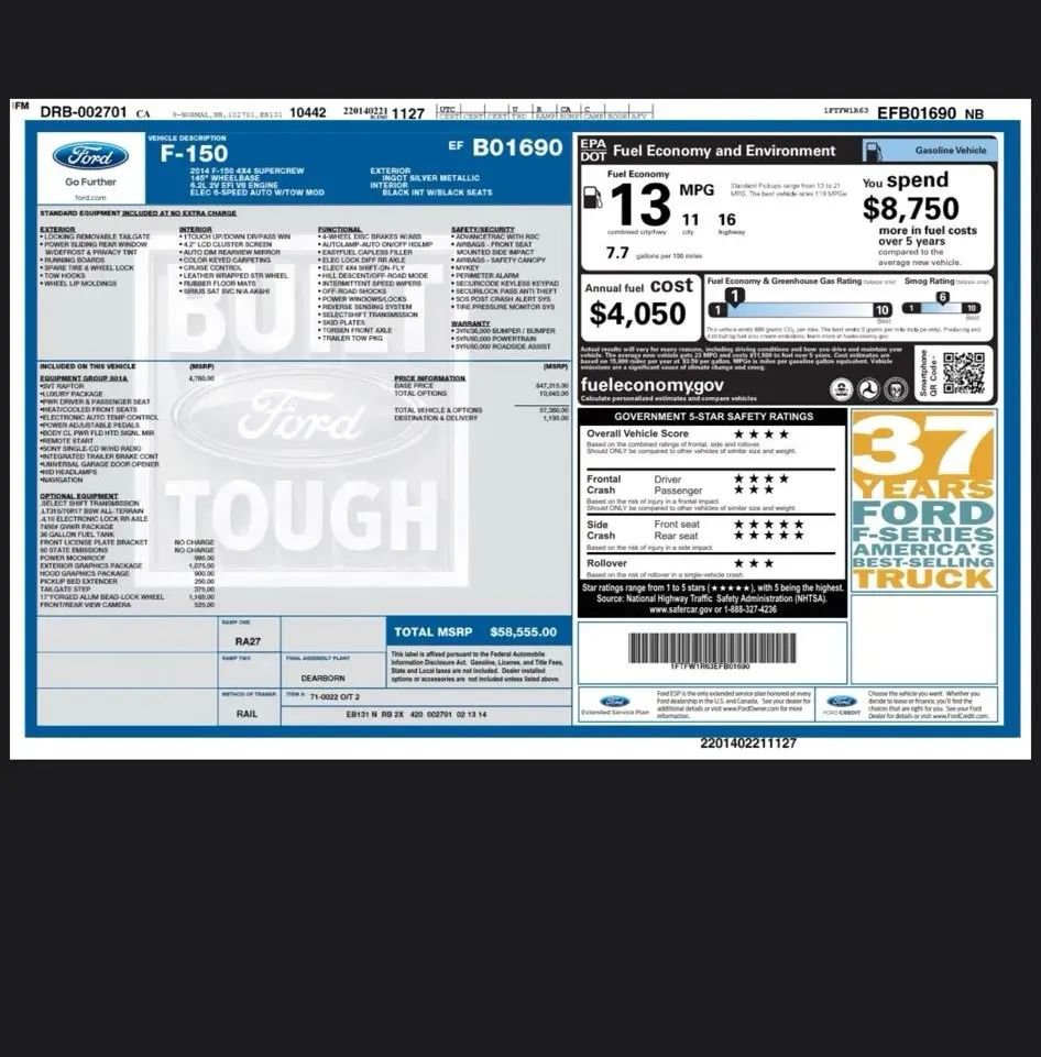 Used 2014 Ford F150 Raptor w/ Equipment Group 801A Luxury image 48