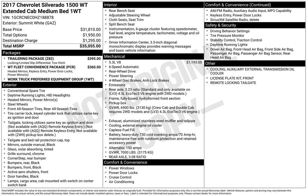 Used 2017 Chevrolet Silverado 1500 W/T w/ Trailering Package RWD image 6