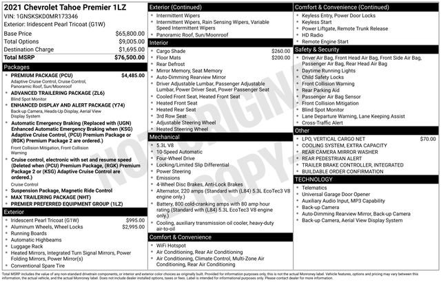 Used 2021 Chevrolet Tahoe Premier w/ Premium Package AWD/4WD image 3