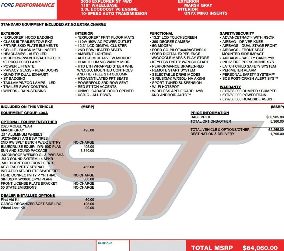 Used 2026 Ford Explorer ST w/ Sun And Sound Package image 2