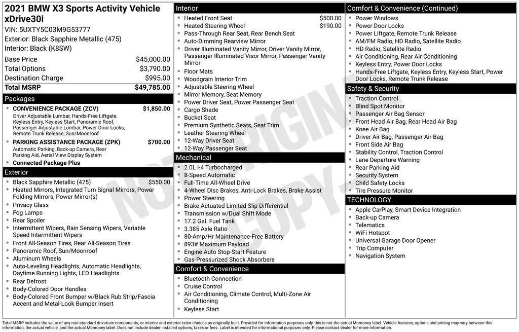 Used 2021 BMW X3 xDrive30i w/ Convenience Package image 13