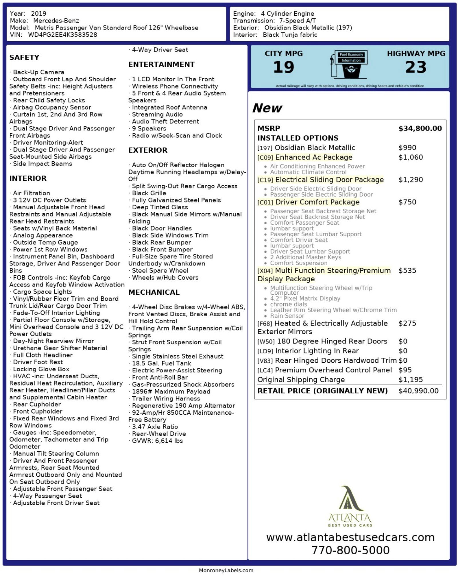 Used 2019 Mercedes-Benz Metris Passenger image 44