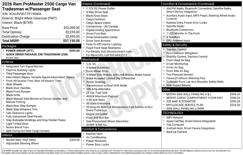 New 2026 RAM ProMaster 2500 w/ Power Group FWD image 6
