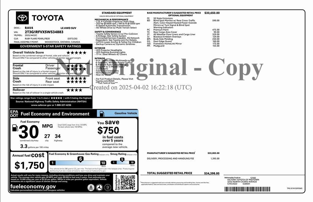 Used 2025 Toyota RAV4 LE image 2