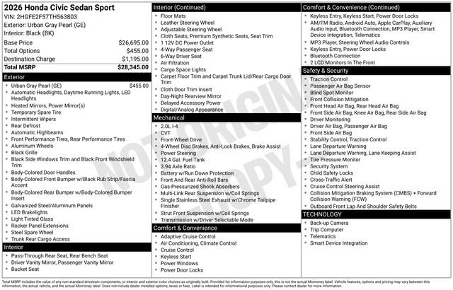 New 2026 Honda Civic Sport image 31
