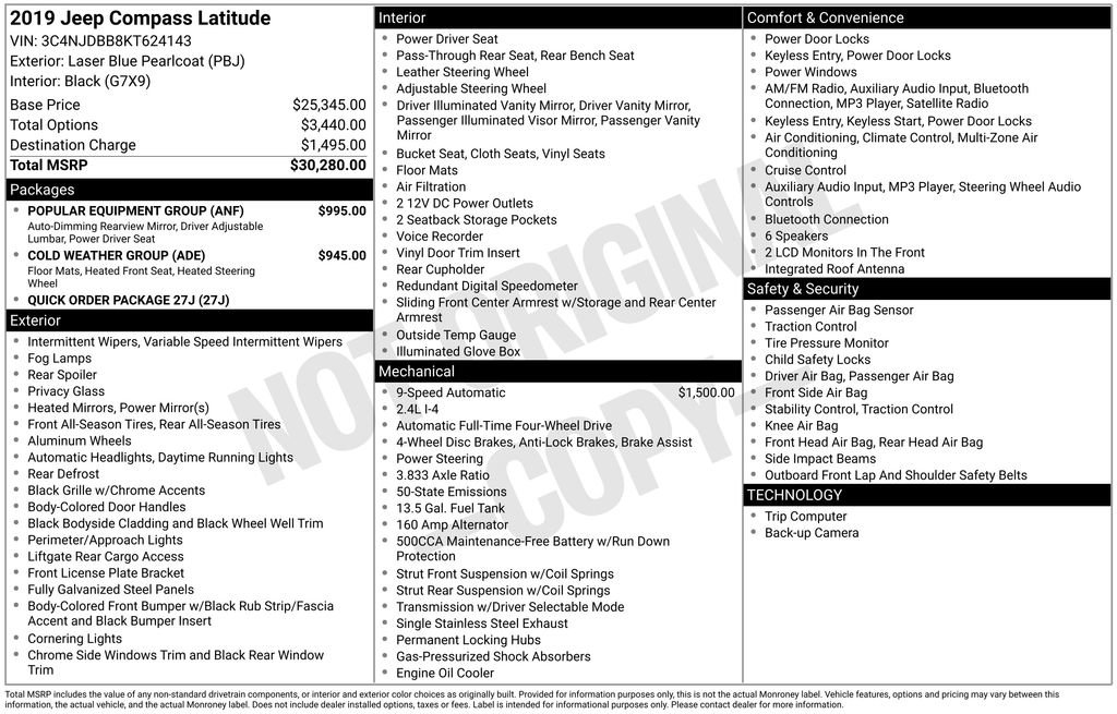 Used 2019 Jeep Compass Latitude w/ Popular Equipment Group image 37