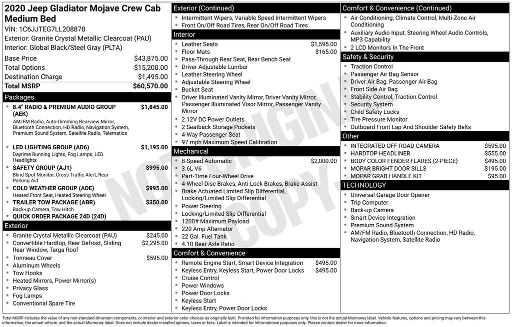 Used 2020 Jeep Gladiator Mojave AWD/4WD image 48