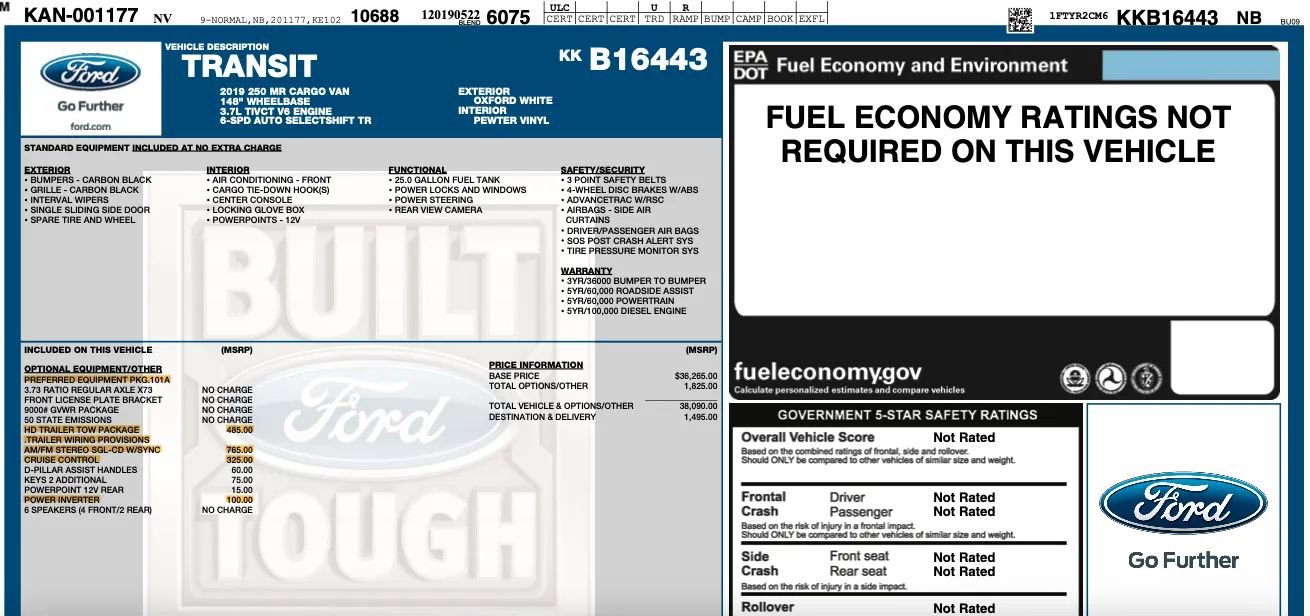 Used 2019 Ford Transit 250 148 Medium Roof image 2