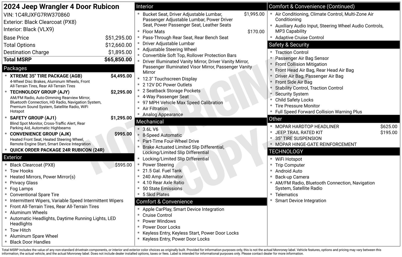Used 2024 Jeep Wrangler Unlimited Rubicon w/ XTREMEE 35" Tire Package AWD/4WD image 41