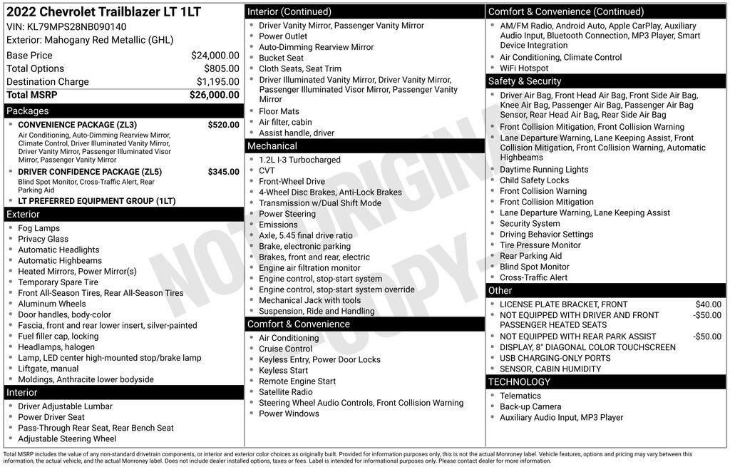 Used 2022 Chevrolet TrailBlazer LT w/ Convenience Package image 12