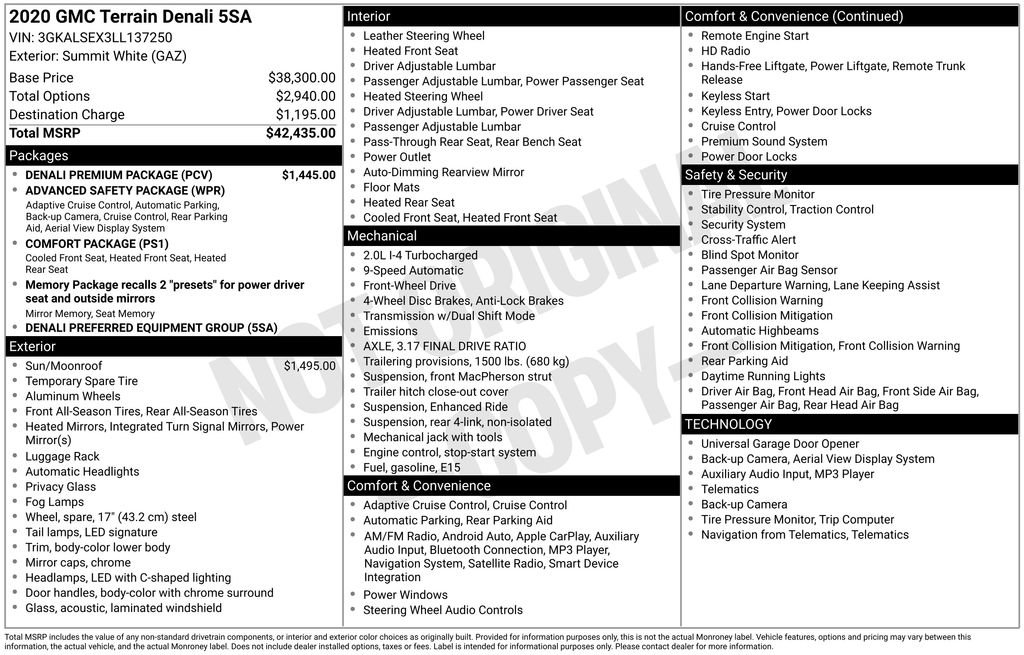 Used 2020 GMC Terrain Denali w/ Denali Premium Package image 7