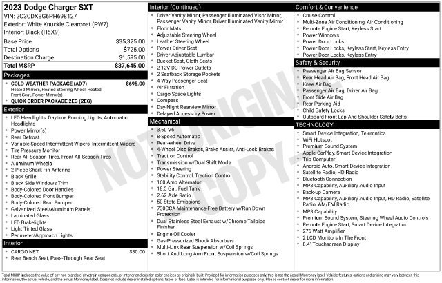 Used 2023 Dodge Charger SXT w/ Cold Weather Package RWD image 16