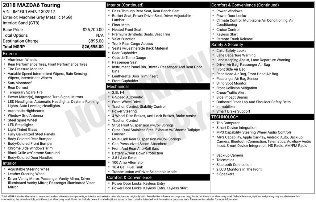 Used 2018 MAZDA MAZDA6 Touring FWD image 22