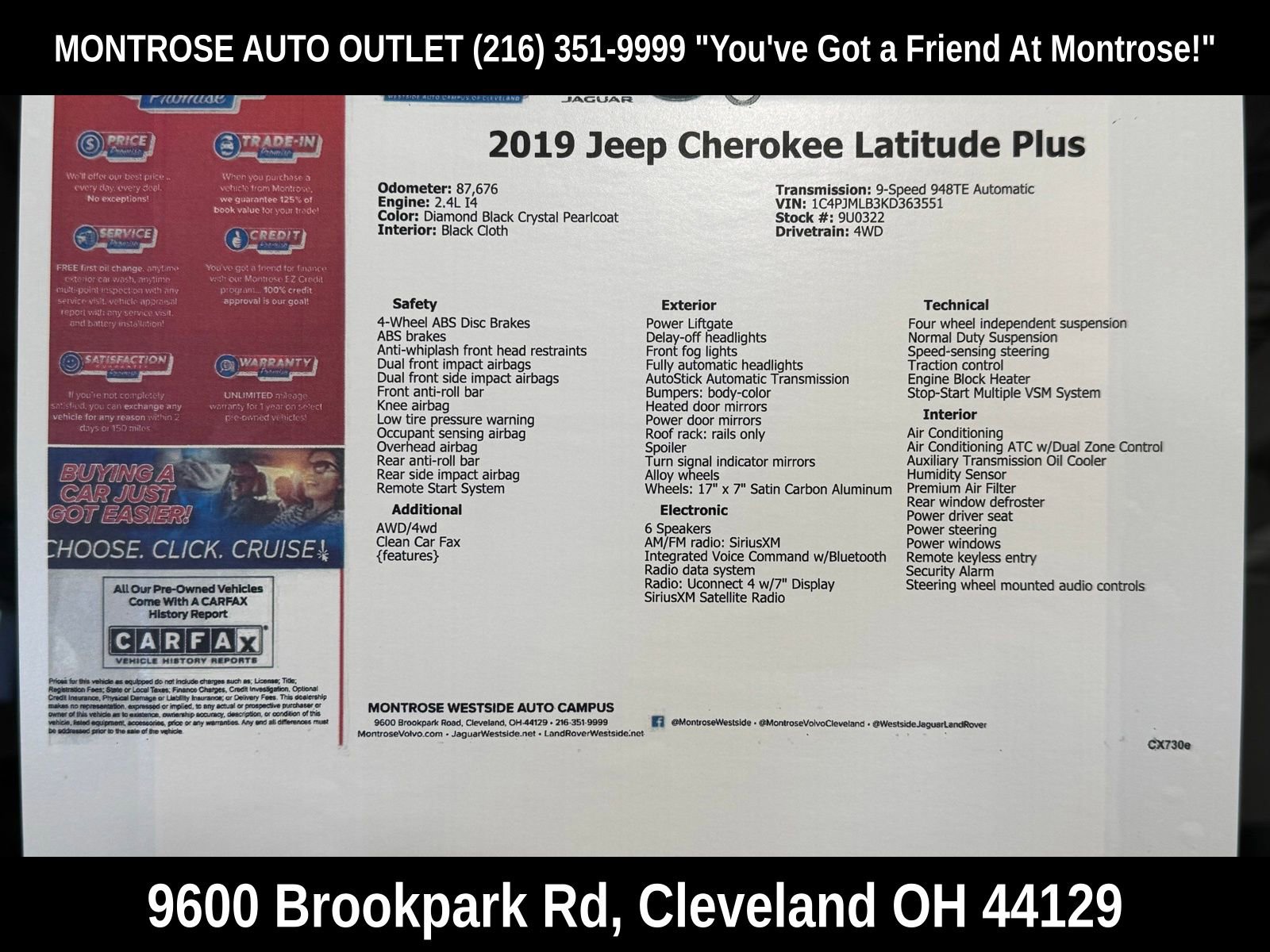 Used 2019 Jeep Cherokee Latitude Plus w/ Comfort/Convenience Group image 65