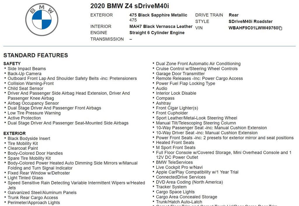 Used 2020 BMW Z4 M40i w/ Executive Package RWD image 16