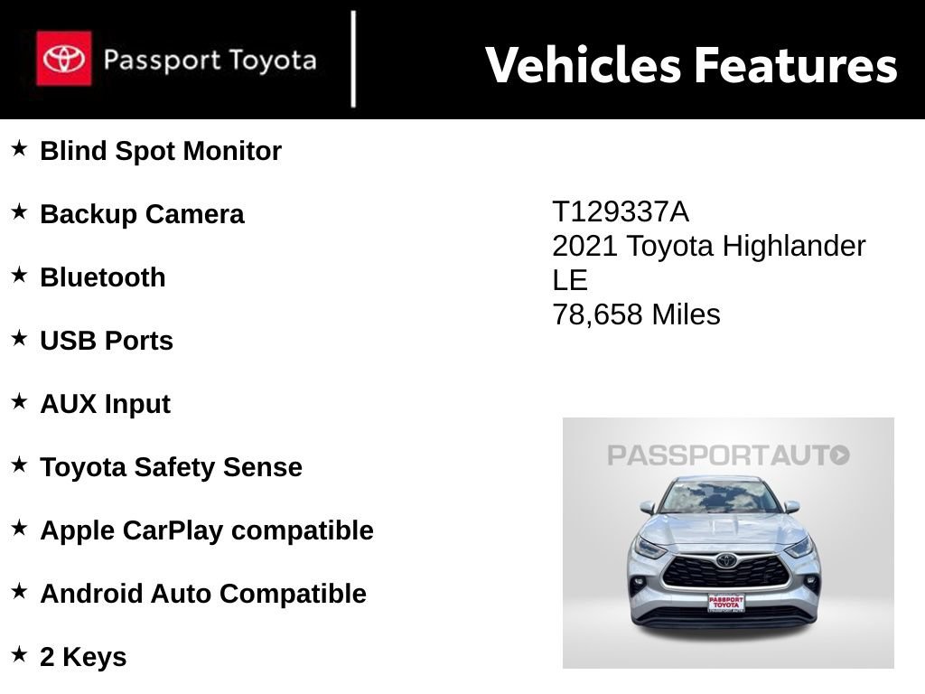 Used 2021 Toyota Highlander LE AWD/4WD image 10