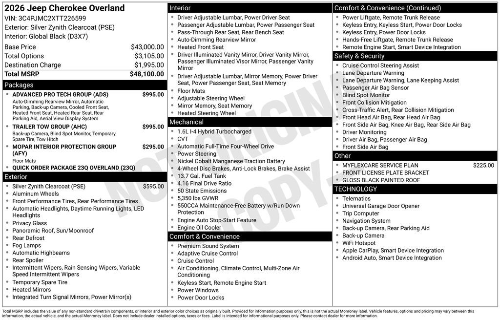 New 2026 Jeep Cherokee Overland w/ Trailer Tow Group AWD/4WD image 6