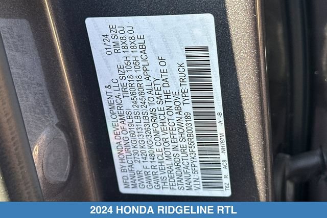 Certified 2024 Honda Ridgeline RTL image 32
