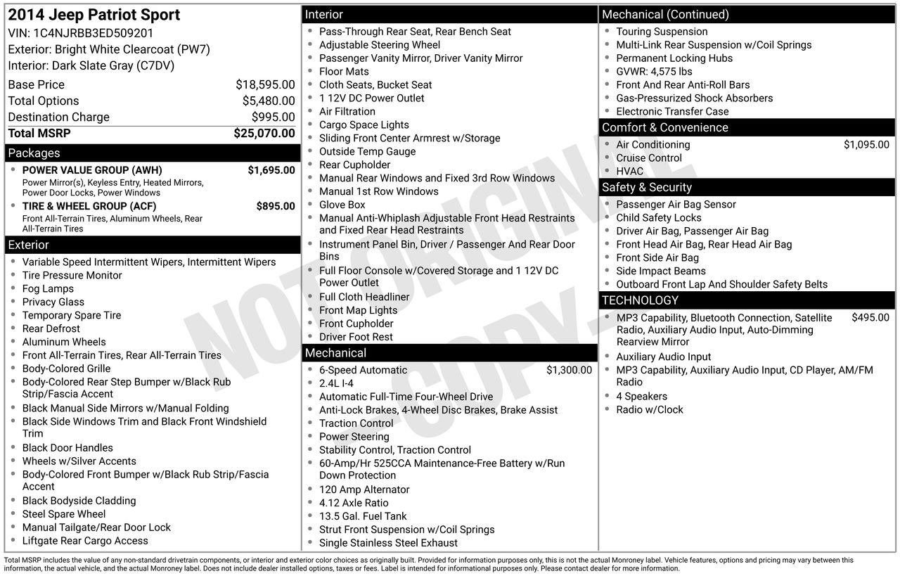 Used 2014 Jeep Patriot Sport w/ Power Value Group AWD/4WD image 50