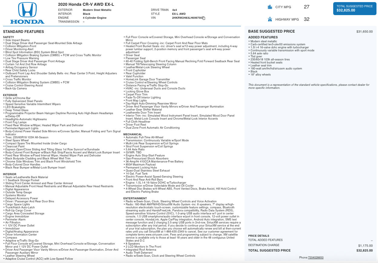 Used 2020 Honda CR-V EX-L image 2