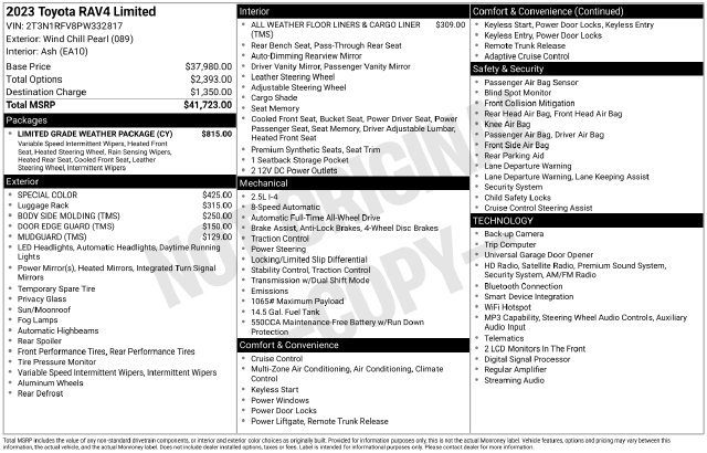 Used 2023 Toyota RAV4 Limited w/ Limited Grade Weather Package AWD/4WD image 33