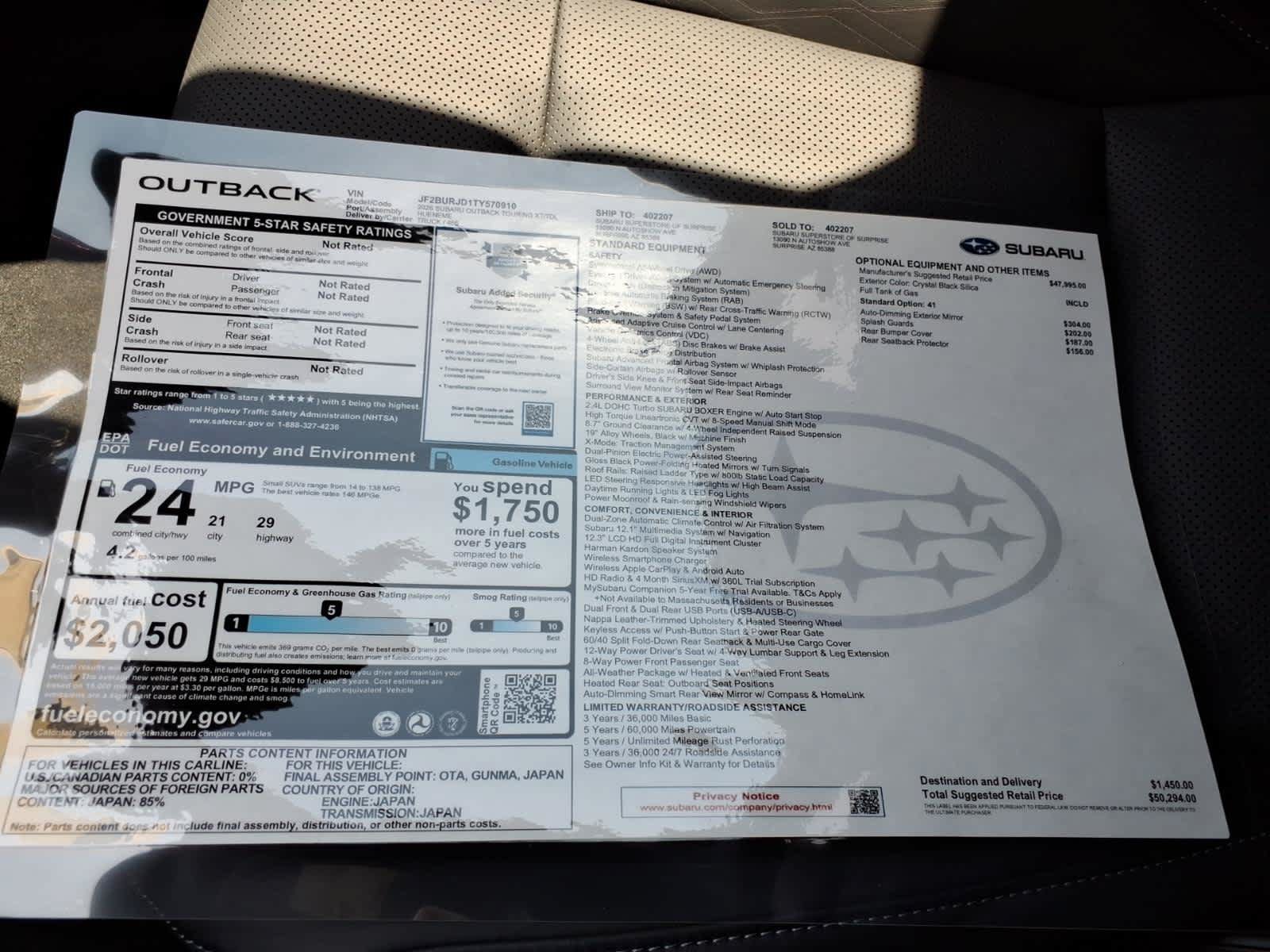 New 2026 Subaru Outback Touring XT AWD/4WD image 40