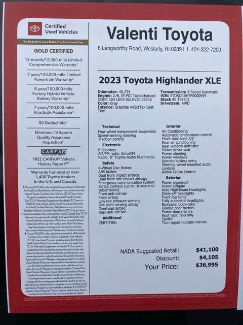 Certified 2023 Toyota Highlander XLE image 47