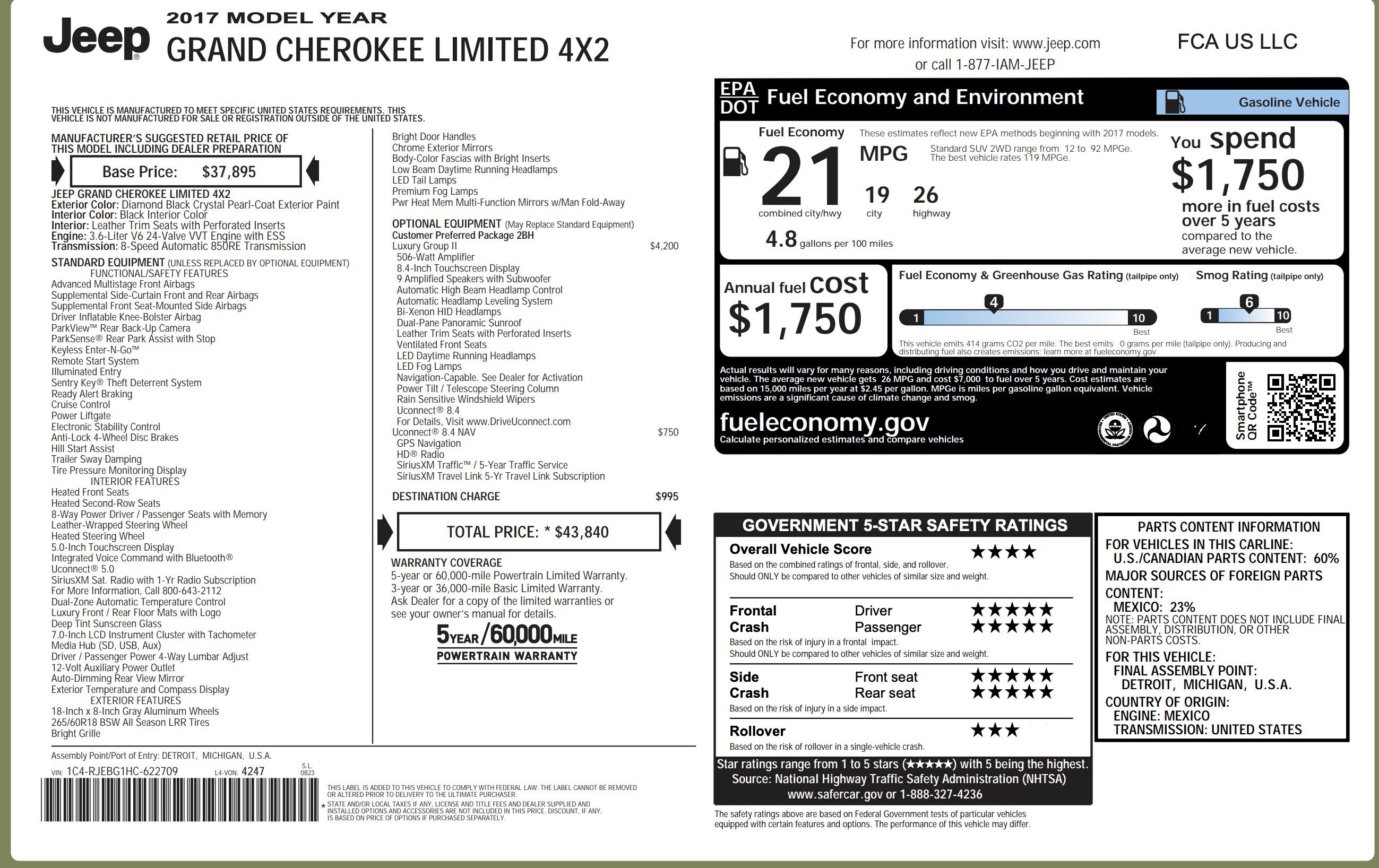 Used 2017 Jeep Grand Cherokee Limited w/ Luxury Group II RWD image 4