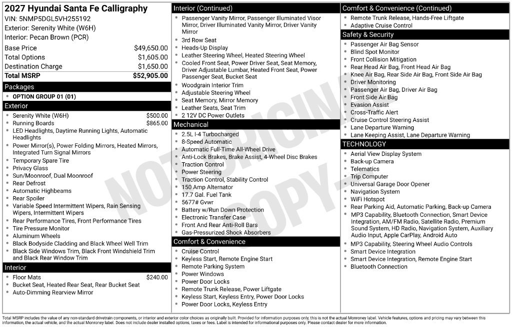 New 2027 Hyundai Santa Fe Calligraphy AWD/4WD image 6