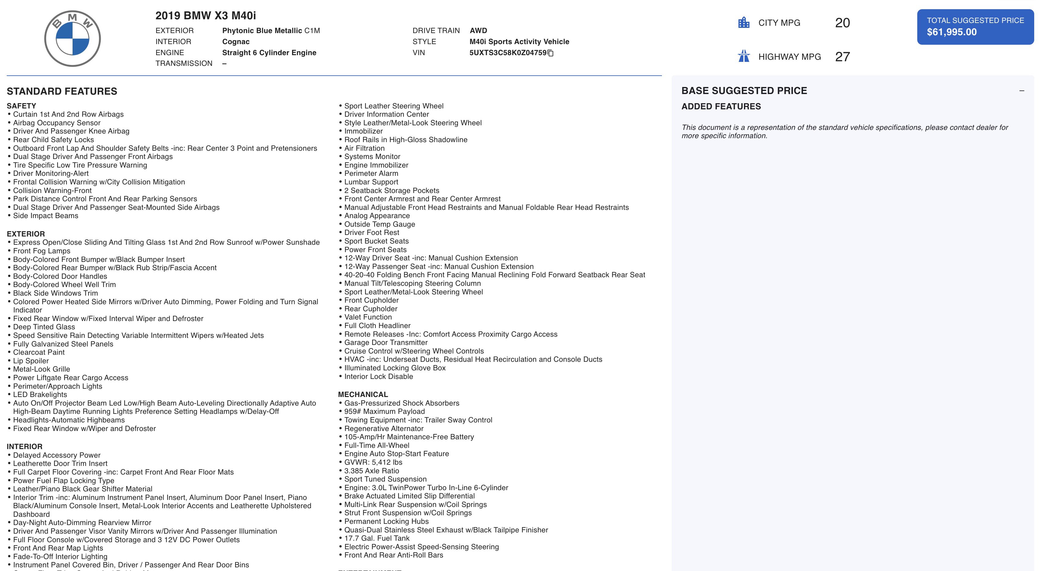 Used 2019 BMW X3 M40i image 2