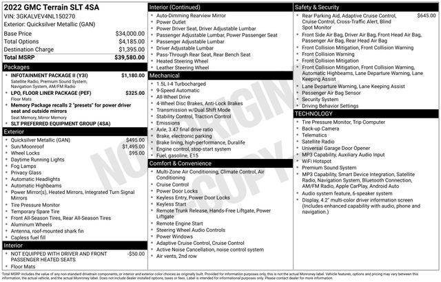 Used 2022 GMC Terrain SLT w/ Infotainment Package II AWD/4WD image 43