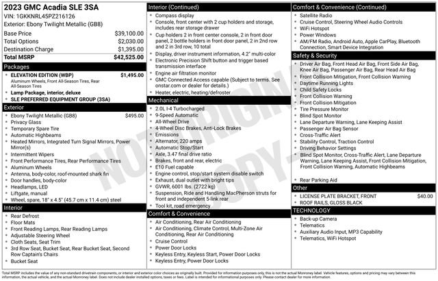 Used 2023 GMC Acadia SLE w/ Elevation Edition AWD/4WD image 5