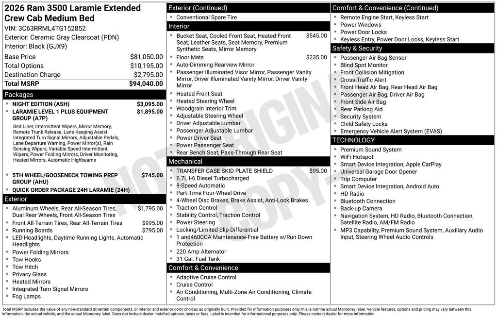 Used 2026 RAM 3500 Laramie w/ Night Edition AWD/4WD image 36