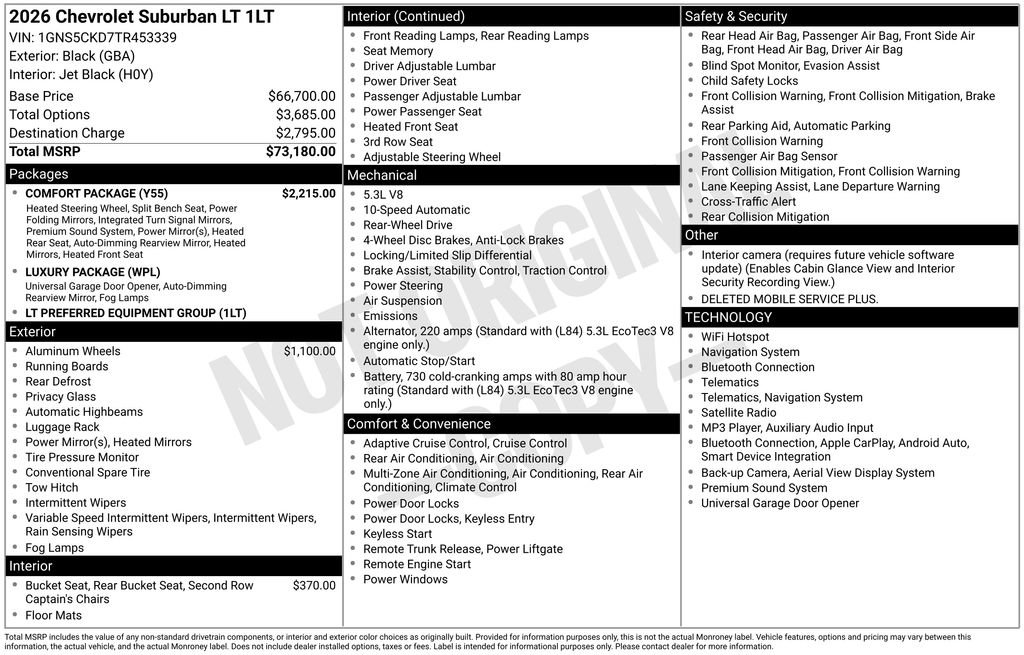 Used 2026 Chevrolet Suburban LT w/ Comfort Package RWD image 6